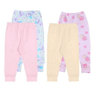 Imagem de Kit Roupa de Bebê 4x Calça Mijão Liso e Estampado Vira Pé - Koala Baby