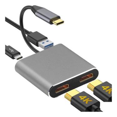 Imagem de Adaptador Hub Usb C Para Hdmi Thunderbolt - Dois Monitores - 4k
