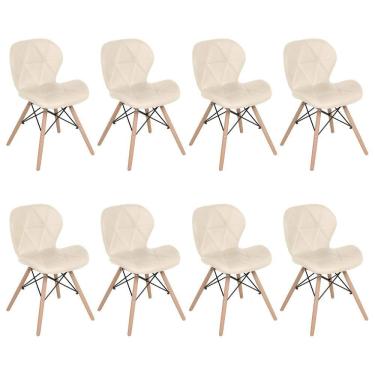 Imagem de Kit 8 cadeiras estofadas Charles Eames Eiffel Slim Wood confort