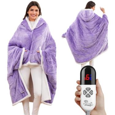 Imagem de Cobertor aquecido vestível com bolso para os pés, roxo, 50 x 64