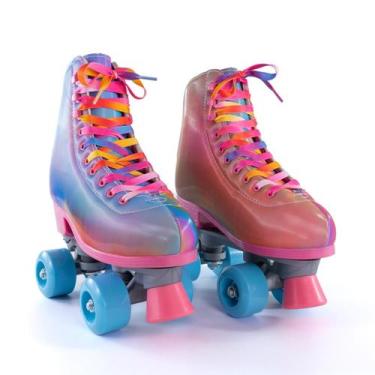 Imagem de Patins Infantil Feminino 4 Rodas Roller Profissional Rosa Luna Ajustáv