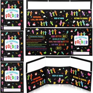 Imagem de AmazingSpark 24 pastas para trabalhos de casa com três bolsos, pastas de plástico com bolsos, material de volta às aulas para estudantes, material escolar essencial para sala de aula