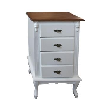 Imagem de Mesa De Cabeceira De Madeira Rústica 4 Gavetas Pés Luiz Xv - Nude Laca Com Tampo E Base Imbuia Glazer