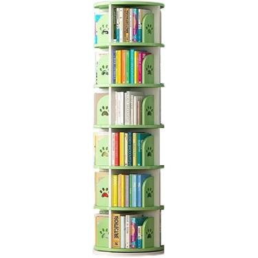 Imagem de Estante Giratória De 360 ° Estante Redonda Estante Giratória Com Padrão De Pegada 3/4/5 Prateleira Com Motivo De Golfinho Estante De Alta Densidade Para Casa Escritório, Green, 39 * 189cm