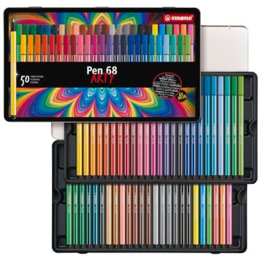 Imagem de Caneta de ponta de feltro premium – Caneta Stabilo 68 – Lata com 50 – Cores sortidas