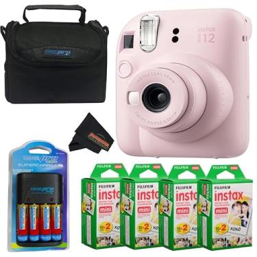 Imagem de Fujifilm Câmera Instax Mini 12 (rosa flor) com mini filme Fuji Instant (80 folhas) e pacote essencial PixiBytes...
