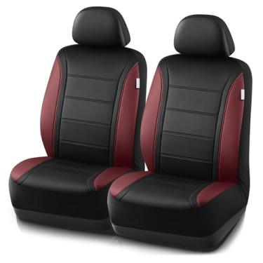 Imagem de Road Comforts Capas de assento de couro, capas de assento de carro respiráveis para homens, compatíveis com airbag, conjunto de capas de assento automotivo universal para a maioria dos carros, vans