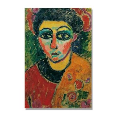 Imagem de NHLDZYH Alexej von Jawlensky Impressões artísticas - Pintura de retrato - (Retrato de uma mulher 14) - Pôster de decoração de parede vintage. Somente tela de 70 x 105 cm - 27,6 x 41,4 pol