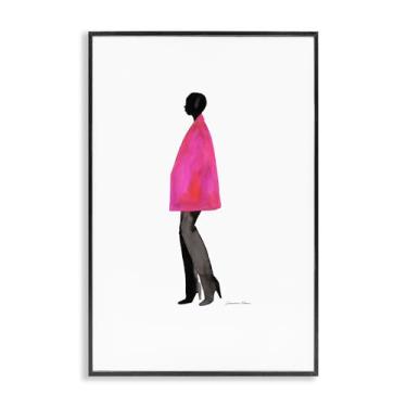 Imagem de Stupell Industries Design de arte giclée emoldurado preto com revestimento rosa fúcsia por Simone Elum, 76 x 50 cm