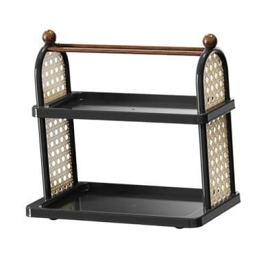 Imagem de IEUDNS Suporte para canecas de café, prateleira de armazenamento para copos, organizador de cosméticos para presente versátil, porta-copos para escritório, Preto 2 Camadas