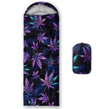 Imagem de Smell Sunshine Saco de dormir infantil para meninos e meninas, estampa botânica de folhas de bordo, leve, quente, portátil, uso interno, impermeável, resistente ao clima frio, saco de dormir para