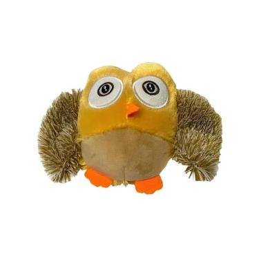Imagem de Brinquedo Para Pet Mordedor Coruja Bege Pelúcia Apito Sonoro