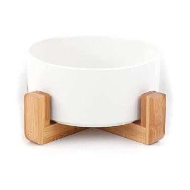 Imagem de Comedouro para Pet de Cerâmica com Base de Bambu - Oikos Animal