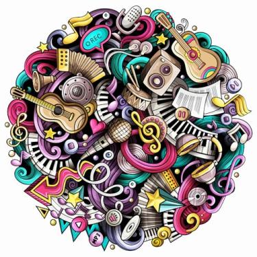 Imagem de WingFun Quebra-Cabeça Redondo De 1000 Peças Para Adultos - Tema Música Grafite, Jogo Arte Resistente E Desafiador