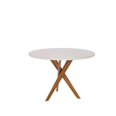 Imagem de Mesa para Sala de Jantar Redonda 109cm com Vidro Cacau Off White