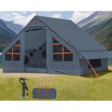 Imagem de Barraca de acampamento inflável com bomba, barracas de glamping para 4 pessoas, abrigo solar, fácil configuração, impermeável, ao ar livre, tendas Oxford externas, estrutura autosustentável, barraca