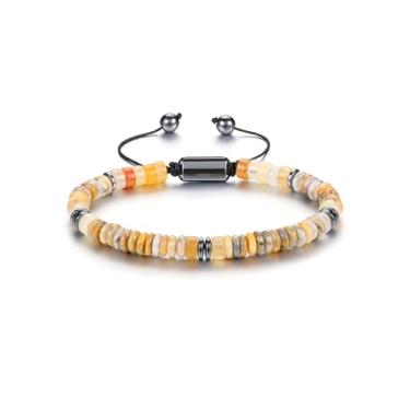 Imagem de Jovivi Pulseira Masculina De Contas Cristal, Pulseiras Ágata Hematita Com Renda Natural Para Homens, Pedra Curativa Cristais Proteção Mulheres E Alívio Da Ansiedade