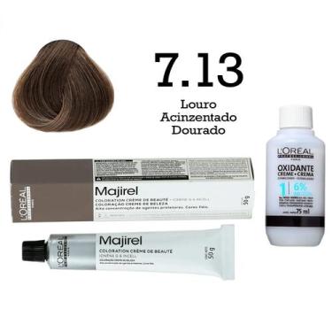 Imagem de Coloração Majirel 7.13 Louro Acinzentado Dourado + Emulsão Oxi 20 Vol.