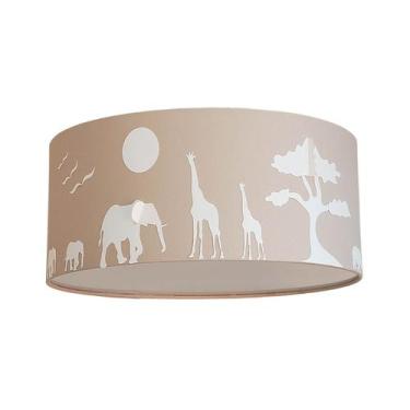 Imagem de Luminária Plafon Safari Savana Cúpula Tecido 30x15cm SKU 5831 - Tom Lu