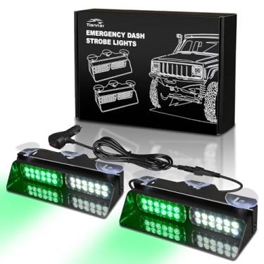 Imagem de Tiannor Luzes estroboscópicas de emergência para painel de emergência, verde e branco, barras de luz de para-brisa, barra de luz para veículos de construção, caminhões de reboque/arado (5 x 23 cm, 48