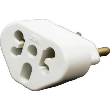 Imagem de Kit 05un Adaptador De Tomada 10 E 20 Amperes Compacto Branco - Eletrop