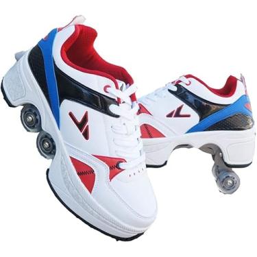 Imagem de Patins De Gelo Polia Sapatos Multifuncional Deformação Patinação Quad Patinação Esportes Ao Ar Livre, D, 38