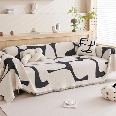 Imagem de Cobertor 180x230 Para Sofá Cobertor Macio E Aconchegante Capa De Sofá Antiderrapante Multifuncional Em Algodão E Linho Para Sofá E Sofá Cadeira Durável Resistente Ao Desgaste, B, 180x300