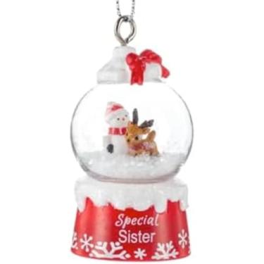 Imagem de The Bridge Collection Enfeite especial de globo de neve para irmã – enfeite de boneco de neve mini globo de neve de 6,3 cm para irmã
