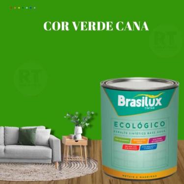 Imagem de Esmalte Sintético Base Água Brasilux Ecologico Cor Verde 800ML Brilhan