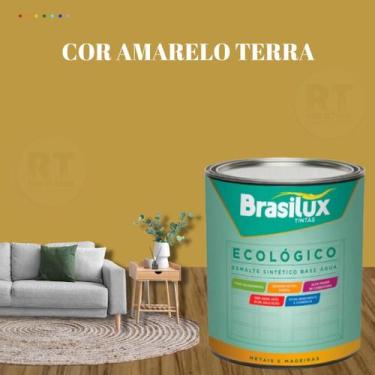 Imagem de Esmalte Sintético Brasilux Base Água Ecologico Cor Amarelo 800ML Brilh