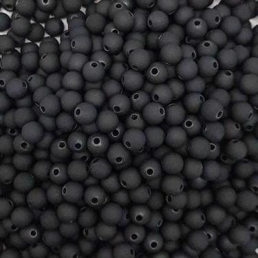 Imagem de Miçanga Passante Bola Emborrachada Plástico Preta 8mm 150pçs 60g - Mac