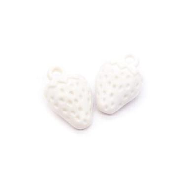 Imagem de Pingente Morango Plástico Branco 12x18mm 100pçs 100g - Macall