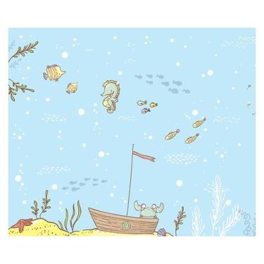 Imagem de Papel de Parede Adesivo Infantil Fundo do Mar Bebe Quarto - 554pcm - A