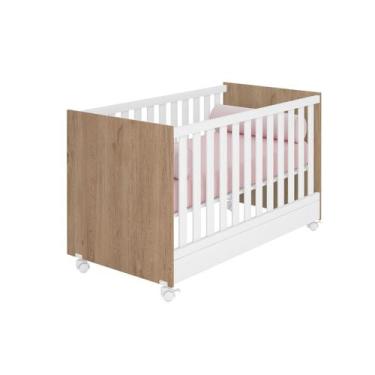 Imagem de Berço Mini Cama Taís Brilhar Q01 - Amarena Móveis, Carvalho Rústico/Br
