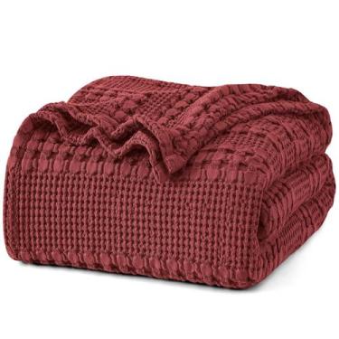 Imagem de Cobertor PHF 100% algodão Waffle Weave King Size vinho tinto