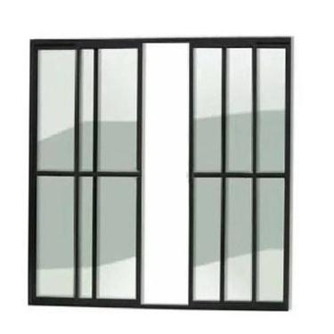 Imagem de Porta Sacada 4 Folhas Aluminio Preto C/Trinco 2,10x2,00