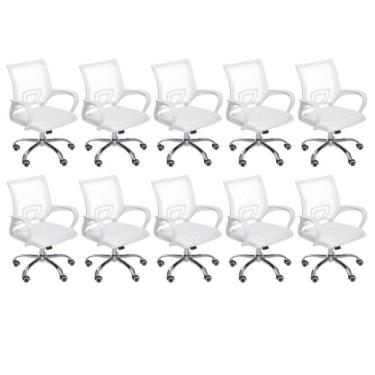 Imagem de Conjunto 10 Cadeiras para Escritório Diretor Giratória com Relax Tok OR Design Branco