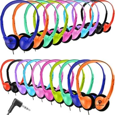 Imagem de CN-Outlet Bulk Headphones for Classroom Kids Multi Colored 50 Pack, Wholesale Over Ear Student Head Phones Perfect for Schools, Libraries, Computer Lab, Testing Centers, Museums, Hotels
