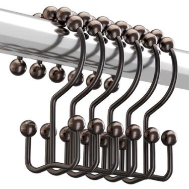 Imagem de Ganchos para cortinas de chuveiro Titanker Metal Bronze resistentes à 