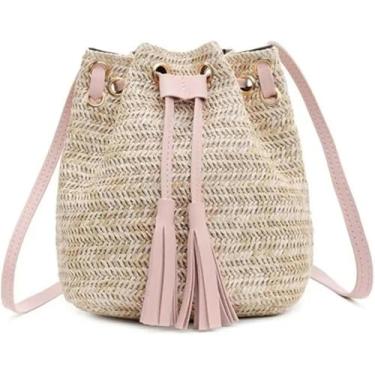 Imagem de Bolsas Crossbody Para Mulheres Borlas De Verão Balde Crossbody Bolsa De Ombro Praia Palha Tecida Tote Bag, A, A