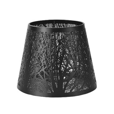 Imagem de Fenteer Capa de abajur de metal, capa de ferro para luminária pendente, abajur para luminárias de mesa, arandelas de parede, restaurante, decoração para casa, Preto