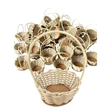 Imagem de Kit Cestinhas Decorativas Arranjo com Acabamento em Fibra Sintética Pequenas Versáteis (30, BEGE P)