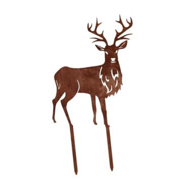 Imagem de Generic Estaca de jardim de Natal, arte em ferro, plugue de aterramento, placa de rena, decoração de Natal para quintal, gramado, decoração de casa de fazenda