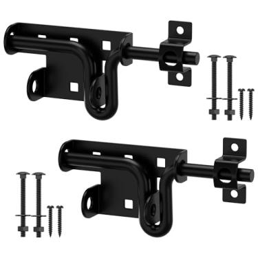 Imagem de TRIPLE DEER Trava de portão de parafuso deslizante resistente com orifício de cadeado e parafuso de transporte, ferragens de parafuso deslizante para cerca de madeira/cerca de quintal/porta de galpão