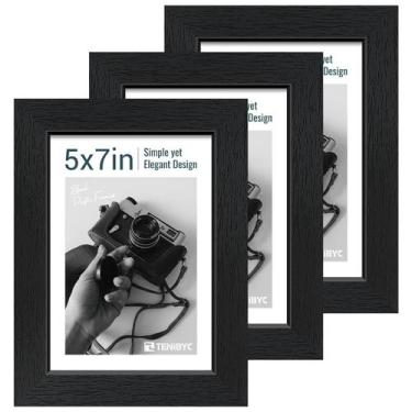 Imagem de Porta-retratos TENIBYC 5x7 Black Woodgrain, pacote com 3 unidades com 