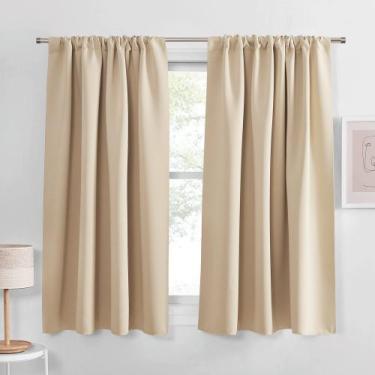 Imagem de Cortinas de janela PONY DANCE Beige Blackout 115x114cm 2 peças