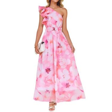 Imagem de Vestido maxi feminino ZESICA 2025, boho, floral, rosa
