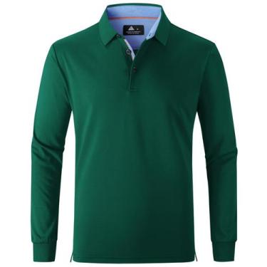 Imagem de Camisa polo de manga comprida SWISSWELL para homens verde grande e alt