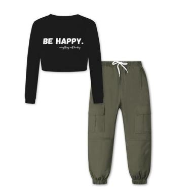 Imagem de Conjunto de roupas Betusline Girls, 2 peças, preto, 7-8 anos