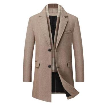 Imagem de Casaco impermeável masculino INVACHI com lenço xadrez removível